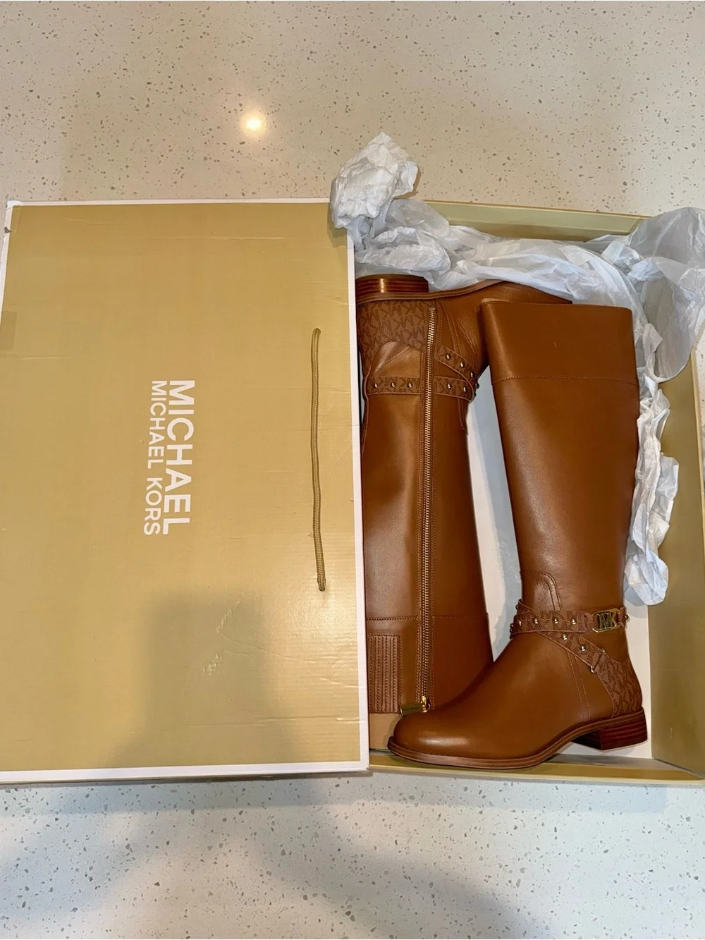 Michael Kors Tan Brown Leather Tall Riding Boots